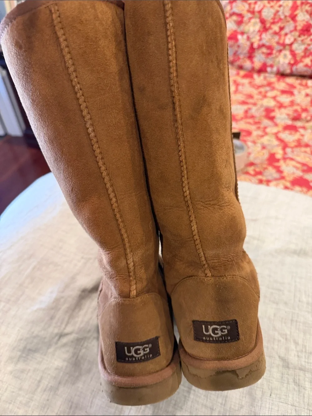 UGG Chestnut Suede Mid-Calf Shearling Boots